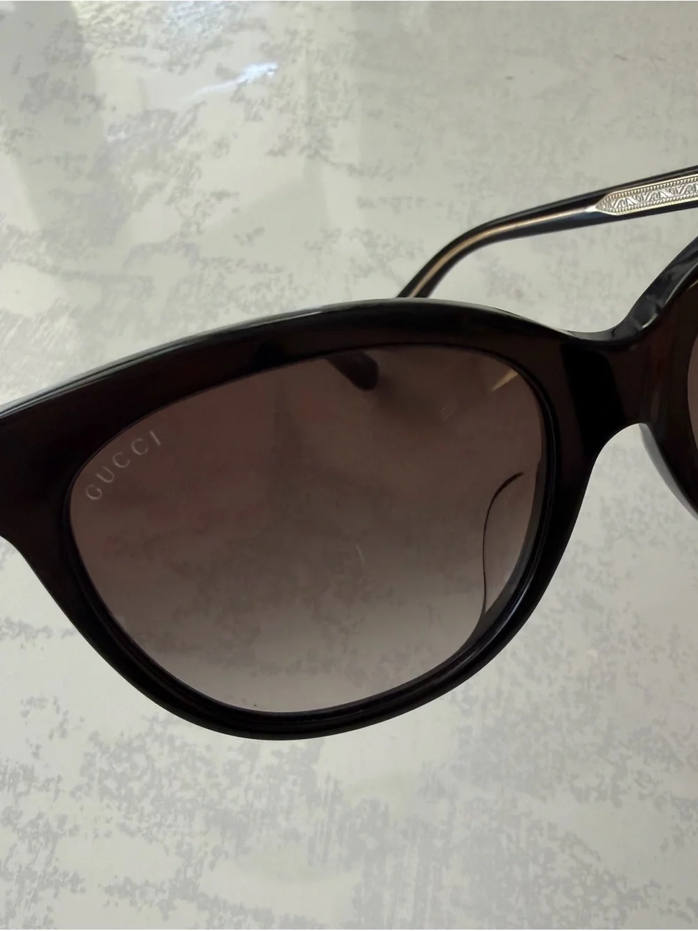 Gucci Black Square Sunglasses with Gold Accents
